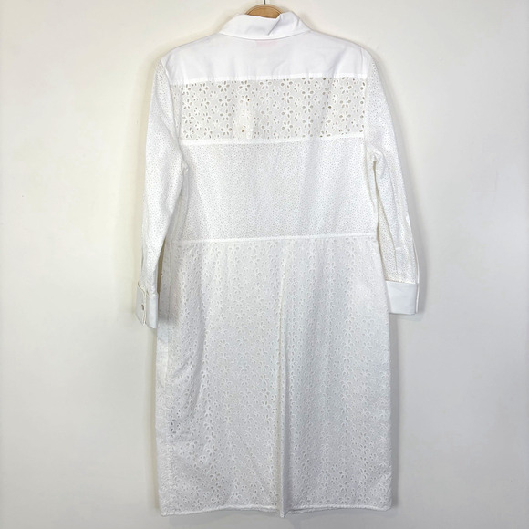 Tory Burch Patchwork Eyelet Dress Size 6 New Ivory White Classic Timeless - Picture 4 of 16